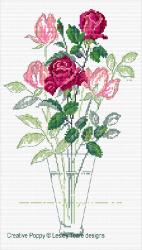 Lesley Teare - Le bouquet de roses, zoom 3 (grille de broderie point de croix)