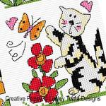 Lesley Teare - Le chat joueur, zoom 3 (grille de broderie point de croix)