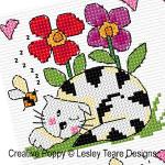 Lesley Teare - Le chat joueur, zoom 4 (grille de broderie point de croix)