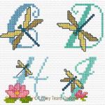 Lesley Teare Designs - Alphabet aux libellules, détail 1 (grille point de croix)