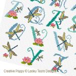 Lesley Teare Designs - Alphabet aux libellules, détail 3 (grille point de croix)