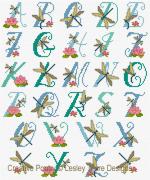 Lesley Teare Designs - Alphabet aux libellules, détail 4 (grille point de croix)