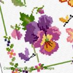Lesley Teare Designs - Marquoir 12 fleurs, détail 3 (grille point de croix)