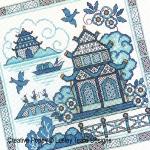 Lesley Teare Designs - Paysage bleu au pavillon - 1, détail 4 (grille point de croix)