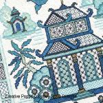 Lesley Teare Designs - Paysage bleu au pavillon - 2, détail 1 (grille point de croix)