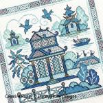 Lesley Teare Designs - Paysage bleu au pavillon - 2, détail 4 (grille point de croix)