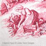 Lesley Teare - Toile de Jouy Rouge Pourpre, zoom 1 (grille de broderie point de croix)