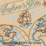 Maria Diaz - Carte marine (globe terrestre), zoom 4 (grille de broderie point de croix)