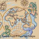 Maria Diaz - Carte marine (globe terrestre), zoom 3 (grille de broderie point de croix)