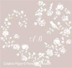 Perrette Samouiloff - Coeur de roses à l\'oiseau - Ecru, zoom 3 (grille de broderie point de croix)