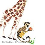 Perrette Samouiloff - Girafe et bébé Singe, zoom 2 (grille de broderie point de croix)
