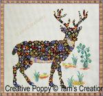 Tam\'s Creations - Deer-in-patches, le cerf en patch (grille de broderie point de croix) (zoom 4)