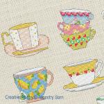 Tapestry Barn - L\'heure du thé - 8 mini motifs de tasses, détail 1 (grille point de croix)