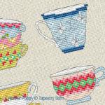 Tapestry Barn - L\'heure du thé - 8 mini motifs de tasses, détail 3 (grille point de croix)