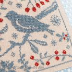 Tapestry Barn - Oiseaux et baies rouges, zoom 3 (grille de broderie point de croix)