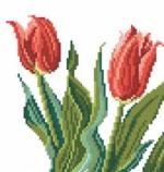 Brassée de tulipes rouges broderie point de croix Monique Bonnin (détail)