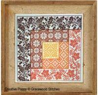 Gracewood Stitches - Motif Log cabin - L&#039;automne- Grille de broderie point de croix