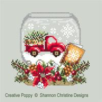 Shannon Christine Wasilieff - Boule &agrave; neige - au camion rouge (grille de broderie point de croix)