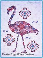 Tam&#039;s Creations - Flamingopatches, le flamand rose en patch (grille de broderie point de croix)