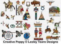 Lesley Teare - 30 Mini motifs Western (grille de broderie point de croix)