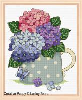 Lesley Teare - Bouquet d&#039;hortensias (grille de broderie point de croix)