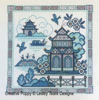 Lesley Teare Designs - Paysage oriental bleu - 1 (grille point de croix)