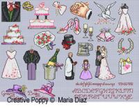 Les chapeaux des m&egrave;res des mari&eacute;s - Mini motifs mariage, cr&eacute;ation Maria Diaz - grille de broderie point de croix