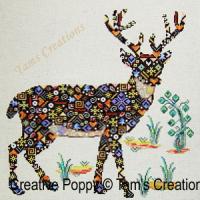 Tam&#039;s Creations - Deer-in-patches, le cerf en patch (grille de broderie point de croix)