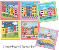 Tapestry Barn - Maisons Arc-en-ciel (grille de broderie point de croix)