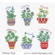 <b>Petits pots d'herbes aromatiques</b><br>grille point de croix<br>création <b>Maria Diaz</b>